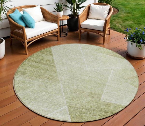 Homeroots 3' Beige Tan And Ivory Abstract Washable Rug - Perfect For Indoor And Outdoor Spaces, Durable & Stylish 8' Round Polyester 586620