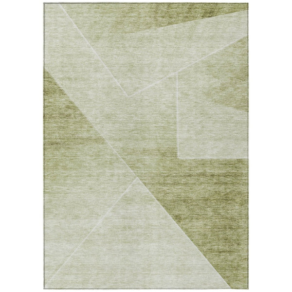 HomeRoots 9' Contemporary Sage and Artichoke Green Abstract Washable Area Rug for Indoor and Outdoor Spaces 9' X 12' 586622