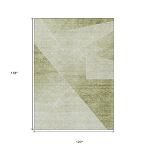 Homeroots 3' Beige Tan And Ivory Abstract Washable Rug - Perfect For Indoor And Outdoor Spaces, Durable & Stylish 10' X 14' Polyester 586623