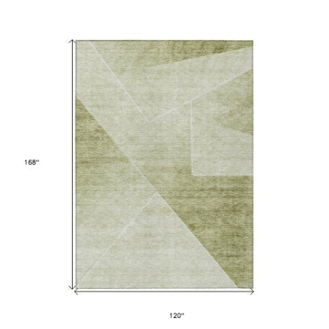 Homeroots 3' Beige Tan And Ivory Abstract Washable Rug - Perfect For Indoor And Outdoor Spaces, Durable & Stylish 10' X 14' Polyester 586623