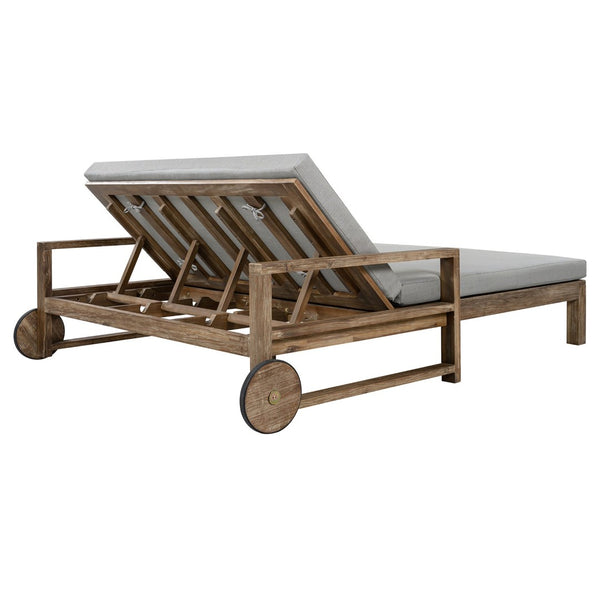 English Elm Trexm Solid Acacia Outdoor Daybed Farmhouse Slatted Frame with Adjustable Backrest TM000011AAE