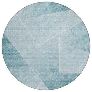 HomeRoots 5' Vibrant Teal Blue and Aqua Abstract Washable Area Rug - Ideal for Indoor and Outdoor Spaces 8' Round 586632