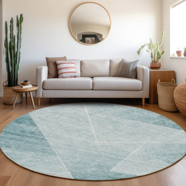 Homeroots 3' Beige Tan And Ivory Abstract Washable Rug - Perfect For Indoor And Outdoor Spaces, Durable & Stylish 8' Round Polyester 586632