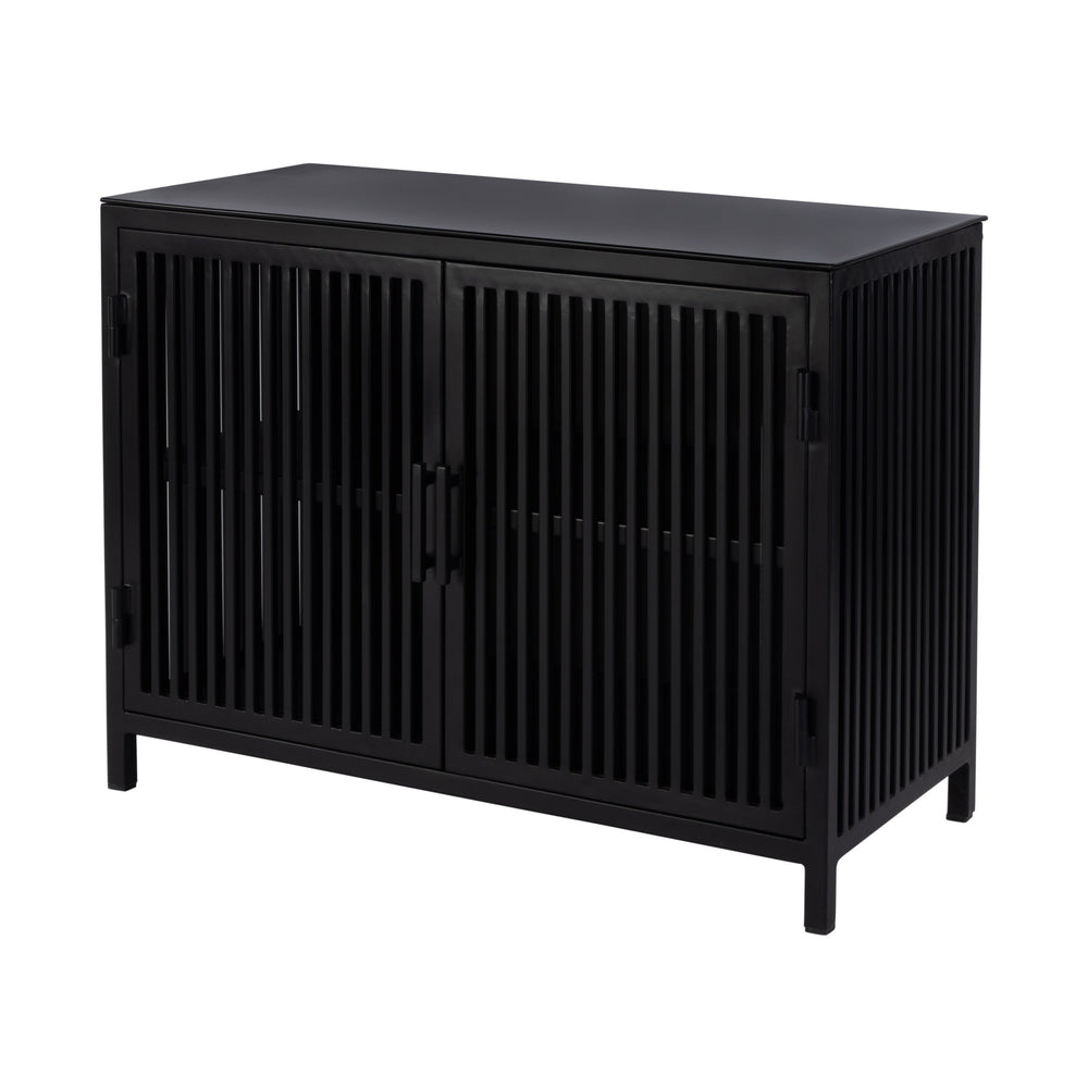 Butler Specialty Worthington Modern Iron And Glass Storage Cabinet With Fixed Shelf For Stylish Home Organization Black Iron,Glass 5866330-butler