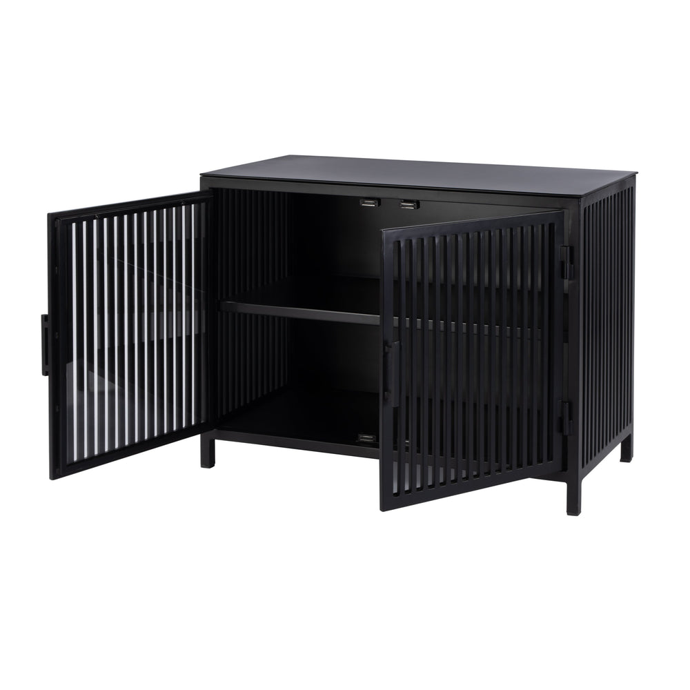 Butler Specialty Worthington Modern Iron And Glass Storage Cabinet With Fixed Shelf For Stylish Home Organization Black Iron,Glass 5866330-butler