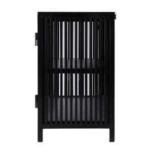 Butler Specialty Worthington Modern Iron And Glass Storage Cabinet With Fixed Shelf For Stylish Home Organization Black Iron,Glass 5866330-butler