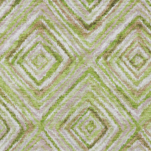 Homeroots 3' Stylish Denim Blue And Green Geometric Washable Area Rug For Indoor And Outdoor Elegance 5' X 8' Polyester 586643