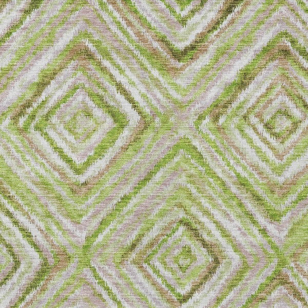 Homeroots 3' Stylish Denim Blue And Green Geometric Washable Area Rug For Indoor And Outdoor Elegance 5' X 8' Polyester 586643