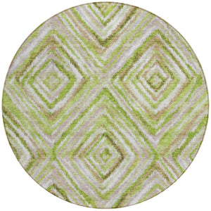 Homeroots 3' Stylish Denim Blue And Green Geometric Washable Area Rug For Indoor And Outdoor Elegance 8' Round Polyester 586644