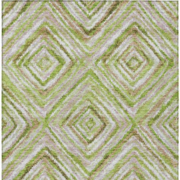 Homeroots 3' Stylish Denim Blue And Green Geometric Washable Area Rug For Indoor And Outdoor Elegance 8' X 10' Polyester 586645