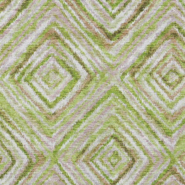 Homeroots 3' Stylish Denim Blue And Green Geometric Washable Area Rug For Indoor And Outdoor Elegance 8' X 10' Polyester 586645