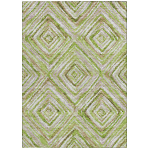 Homeroots 3' Stylish Denim Blue And Green Geometric Washable Area Rug For Indoor And Outdoor Elegance 9' X 12' Polyester 586646