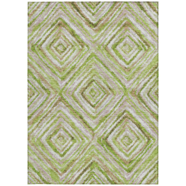 Homeroots 3' Stylish Denim Blue And Green Geometric Washable Area Rug For Indoor And Outdoor Elegance 10' X 14' Polyester 586647