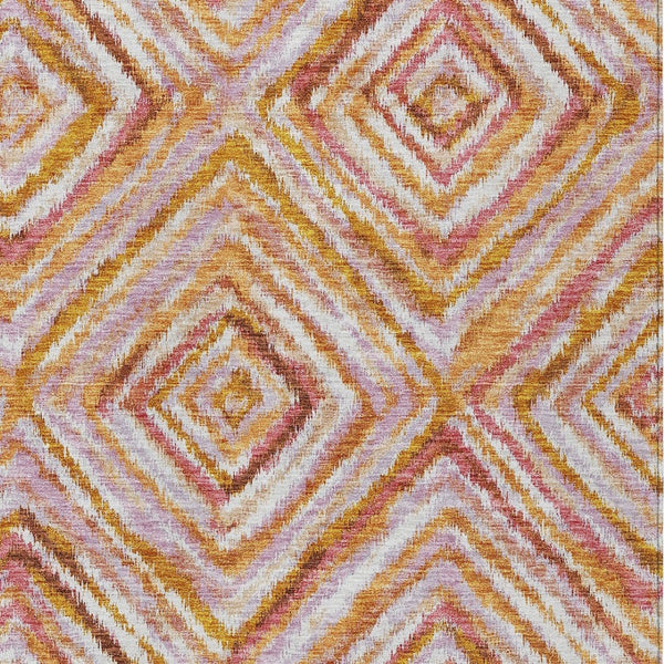 Homeroots 3' Stylish Denim Blue And Green Geometric Washable Area Rug For Indoor And Outdoor Elegance 5' X 8' Polyester 586649