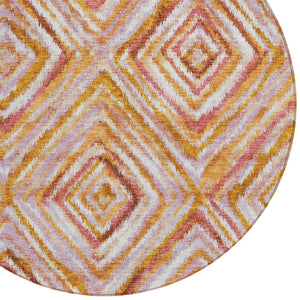 Homeroots 3' Stylish Denim Blue And Green Geometric Washable Area Rug For Indoor And Outdoor Elegance 8' Round Polyester 586650