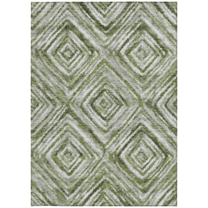 Homeroots 3' Artichoke Green And Sage Geometric Washable Indoor Outdoor Area Rug For Stylish Spaces 3' X 5' Polyester 586654