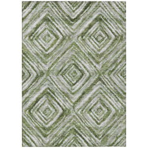 Homeroots 3' Artichoke Green And Sage Geometric Washable Indoor Outdoor Area Rug For Stylish Spaces 3' X 5' Polyester 586654