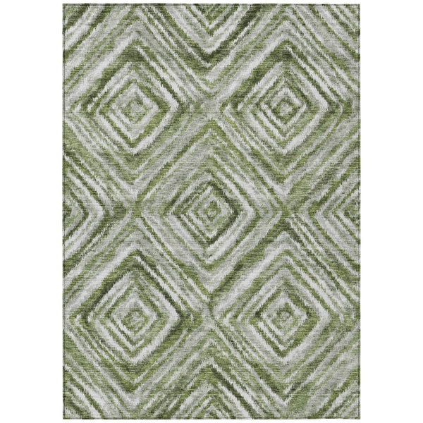 Homeroots 3' Artichoke Green And Sage Geometric Washable Indoor Outdoor Area Rug For Stylish Spaces 3' X 5' Polyester 586654