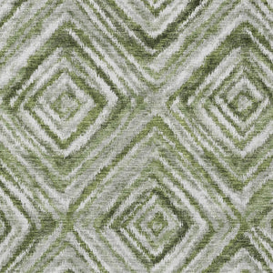 Homeroots 3' Artichoke Green And Sage Geometric Washable Indoor Outdoor Area Rug For Stylish Spaces 5' X 8' Polyester 586655