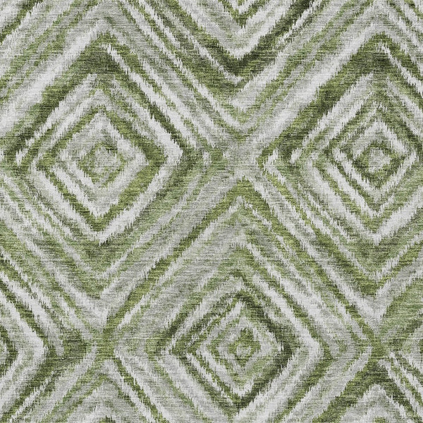 Homeroots 3' Artichoke Green And Sage Geometric Washable Indoor Outdoor Area Rug For Stylish Spaces 5' X 8' Polyester 586655