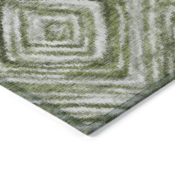 Homeroots 3' Artichoke Green And Sage Geometric Washable Indoor Outdoor Area Rug For Stylish Spaces 8' X 10' Polyester 586657