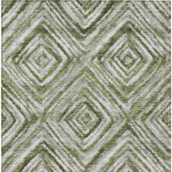 Homeroots 3' Artichoke Green And Sage Geometric Washable Indoor Outdoor Area Rug For Stylish Spaces 9' X 12' Polyester 586658