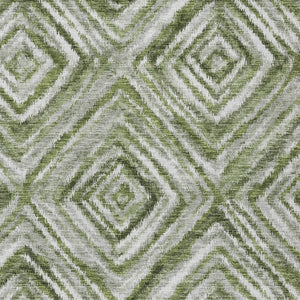 Homeroots 3' Artichoke Green And Sage Geometric Washable Indoor Outdoor Area Rug For Stylish Spaces 9' X 12' Polyester 586658