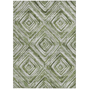 Homeroots 3' Artichoke Green And Sage Geometric Washable Indoor Outdoor Area Rug For Stylish Spaces 10' X 14' Polyester 586659