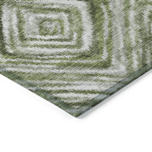 Homeroots 3' Artichoke Green And Sage Geometric Washable Indoor Outdoor Area Rug For Stylish Spaces 10' X 14' Polyester 586659