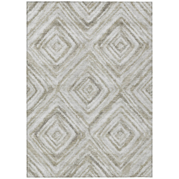 Homeroots 3' Artichoke Green And Sage Geometric Washable Indoor Outdoor Area Rug For Stylish Spaces 3' X 5' Polyester 586660