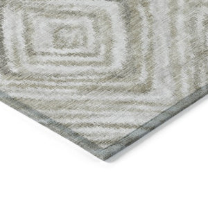 Homeroots 3' Artichoke Green And Sage Geometric Washable Indoor Outdoor Area Rug For Stylish Spaces 3' X 5' Polyester 586660