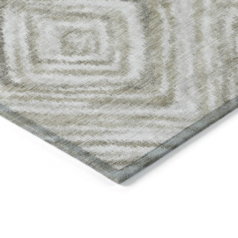 Homeroots 3' Artichoke Green And Sage Geometric Washable Indoor Outdoor Area Rug For Stylish Spaces 3' X 5' Polyester 586660
