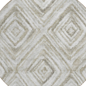 Homeroots 3' Artichoke Green And Sage Geometric Washable Indoor Outdoor Area Rug For Stylish Spaces 8' Round Polyester 586662