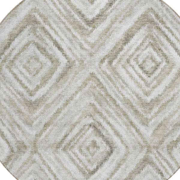 Homeroots 3' Artichoke Green And Sage Geometric Washable Indoor Outdoor Area Rug For Stylish Spaces 8' Round Polyester 586662