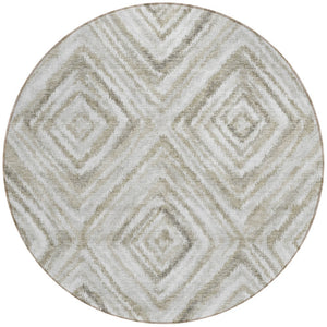 Homeroots 3' Artichoke Green And Sage Geometric Washable Indoor Outdoor Area Rug For Stylish Spaces 8' Round Polyester 586662