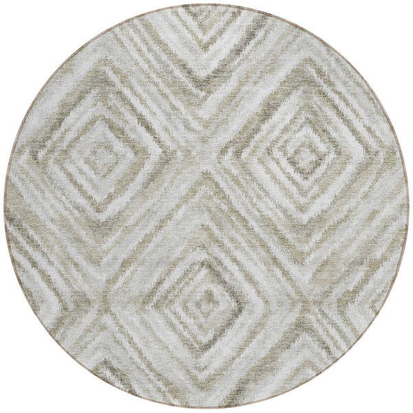 Homeroots 3' Artichoke Green And Sage Geometric Washable Indoor Outdoor Area Rug For Stylish Spaces 8' Round Polyester 586662