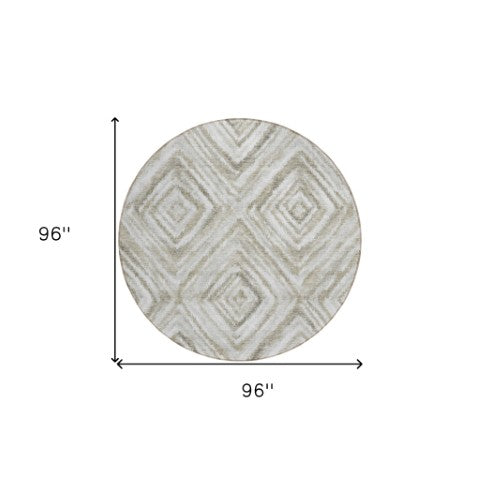 Homeroots 3' Artichoke Green And Sage Geometric Washable Indoor Outdoor Area Rug For Stylish Spaces 8' Round Polyester 586662