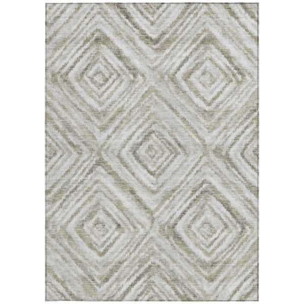 Homeroots 3' Artichoke Green And Sage Geometric Washable Indoor Outdoor Area Rug For Stylish Spaces 9' X 12' Polyester 586664