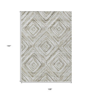 Homeroots 3' Artichoke Green And Sage Geometric Washable Indoor Outdoor Area Rug For Stylish Spaces 9' X 12' Polyester 586664