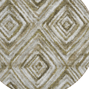 Homeroots 3' Artichoke Green And Sage Geometric Washable Indoor Outdoor Area Rug For Stylish Spaces 8' Round Polyester 586668