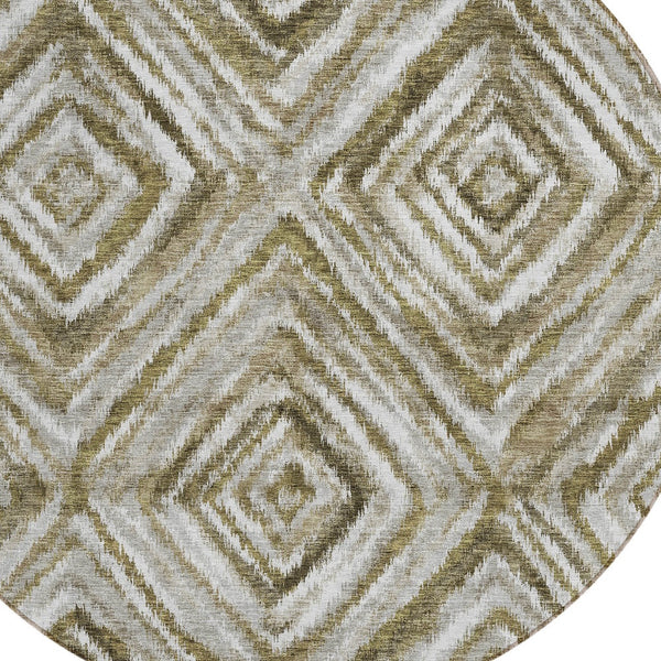 Homeroots 3' Artichoke Green And Sage Geometric Washable Indoor Outdoor Area Rug For Stylish Spaces 8' Round Polyester 586668