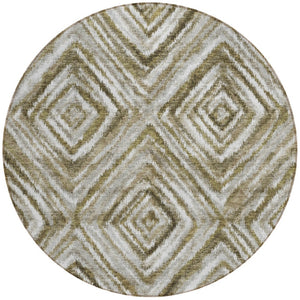 Homeroots 3' Artichoke Green And Sage Geometric Washable Indoor Outdoor Area Rug For Stylish Spaces 8' Round Polyester 586668