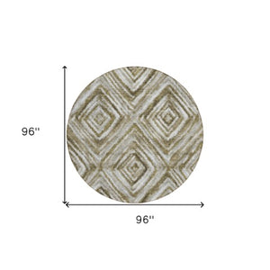 Homeroots 3' Artichoke Green And Sage Geometric Washable Indoor Outdoor Area Rug For Stylish Spaces 8' Round Polyester 586668