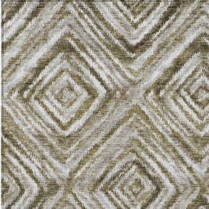 Homeroots 3' Artichoke Green And Sage Geometric Washable Indoor Outdoor Area Rug For Stylish Spaces 8' X 10' Polyester 586669