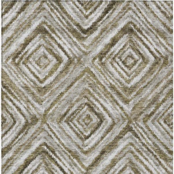 Homeroots 3' Artichoke Green And Sage Geometric Washable Indoor Outdoor Area Rug For Stylish Spaces 9' X 12' Polyester 586670