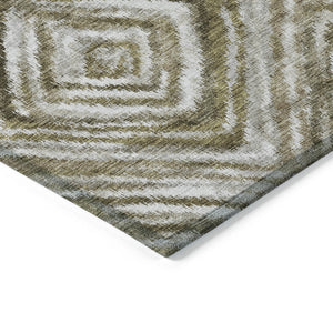 Homeroots 3' Artichoke Green And Sage Geometric Washable Indoor Outdoor Area Rug For Stylish Spaces 10' X 14' Polyester 586671