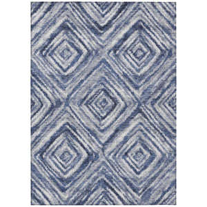 HomeRoots 9' Navy Blue and Sky Blue Geometric Area Rug – Stylish, Washable, Durable for Indoor and Outdoor Use 9' X 12' 586676