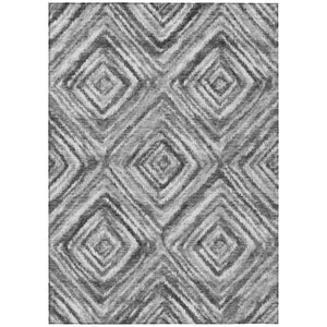 HomeRoots 9' Gray and Silver Geometric Washable Indoor Outdoor Area Rug for Stylish, Durable Living Spaces 9' X 12' 586682