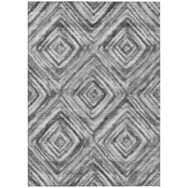 HomeRoots 9' Gray and Silver Geometric Washable Indoor Outdoor Area Rug for Stylish, Durable Living Spaces 9' X 12' 586682