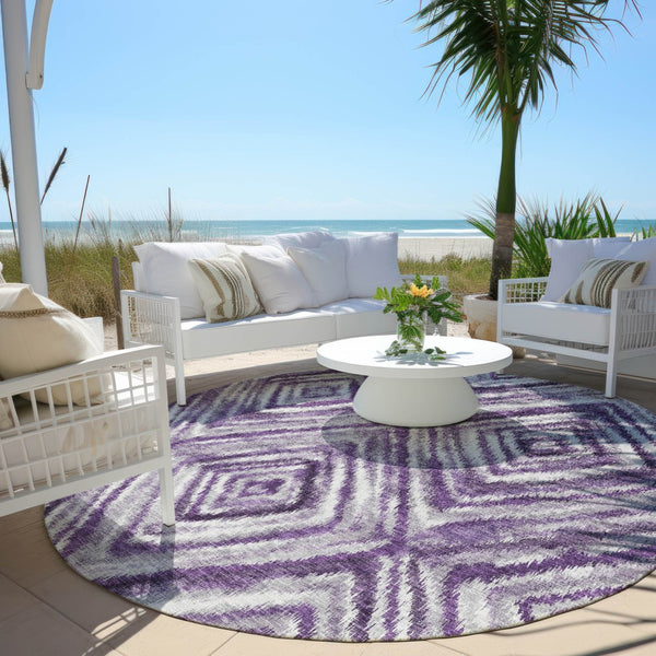 Homeroots 3' Artichoke Green And Sage Geometric Washable Indoor Outdoor Area Rug For Stylish Spaces 8' Round Polyester 586686